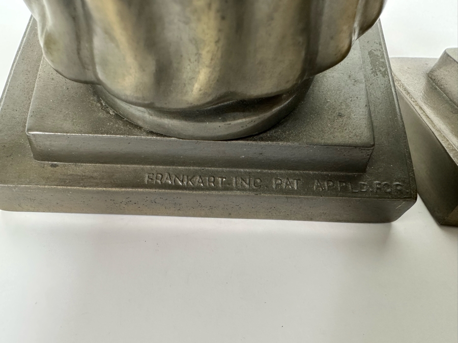 Vintage Art Deco Frankart Inc USA Lady Bust Head Sculptural Bookends Arthur Von Frankenburg 4.5W X 3.5D X 6H [Photo 8]