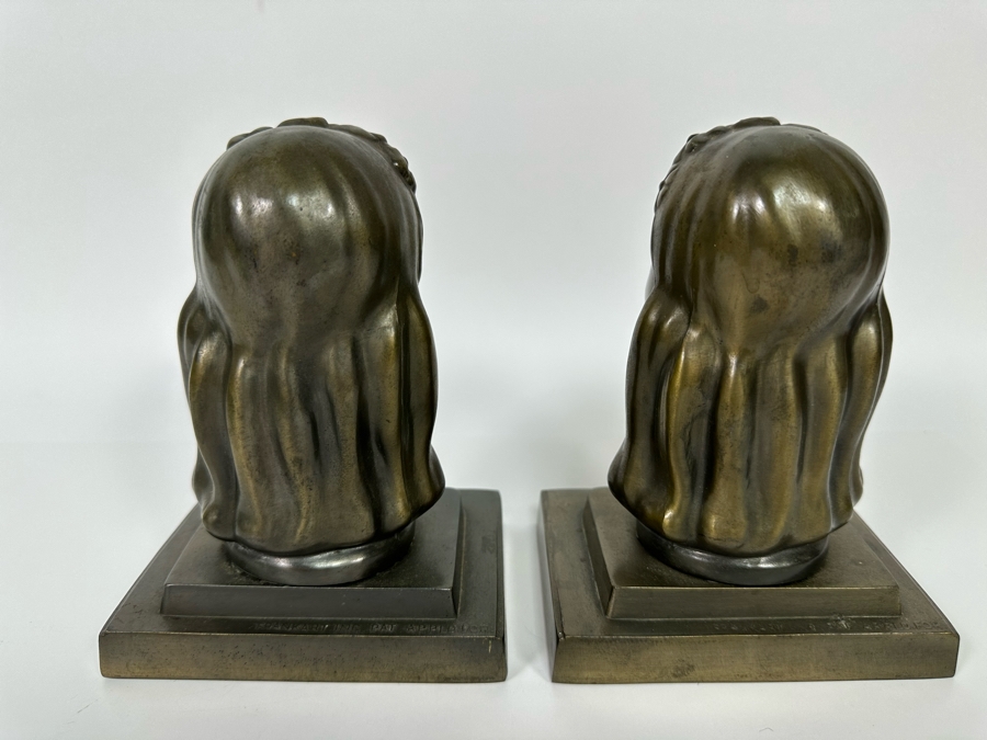Vintage Art Deco Frankart Inc USA Lady Bust Head Sculptural Bookends Arthur Von Frankenburg 4.5W X 3.5D X 6H [Photo 7]