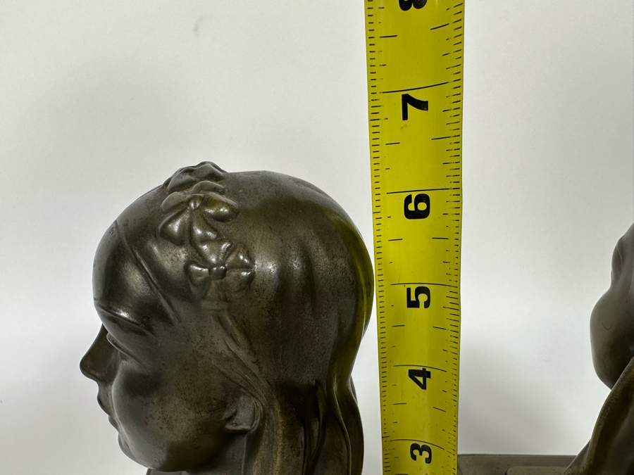 Vintage Art Deco Frankart Inc USA Lady Bust Head Sculptural Bookends Arthur Von Frankenburg 4.5W X 3.5D X 6H [Photo 11]