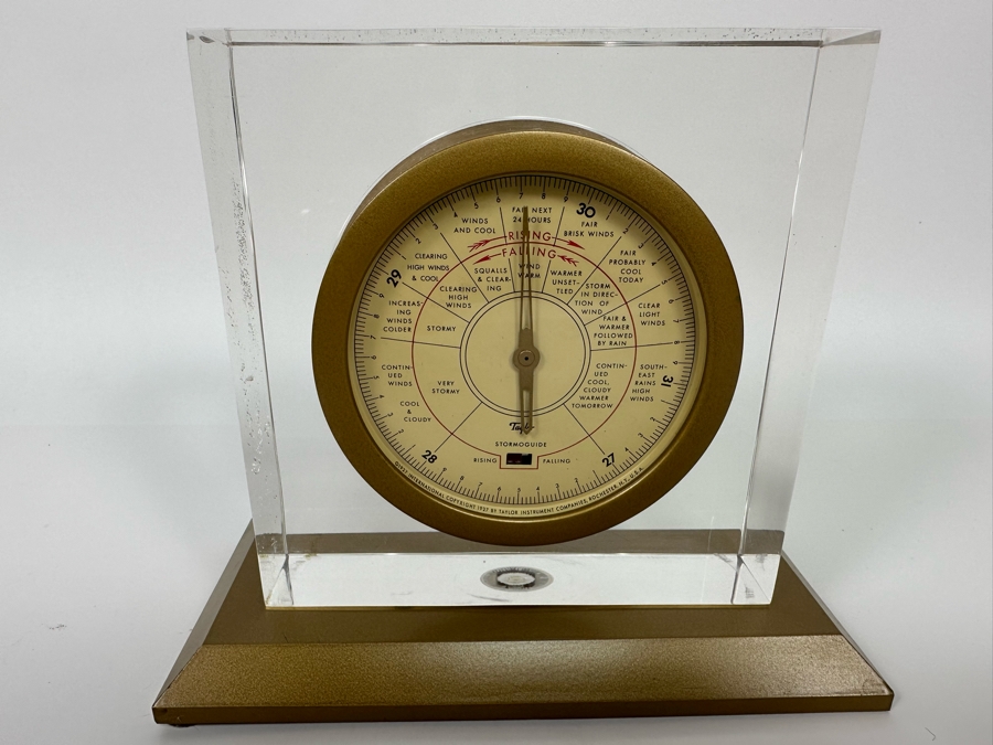 Vintage 1927 Art Deco Lucite Stormoguide Barometer Weather Station By Taylor Instruments Companies Rochester NY 7W X 3.5D X 6H [Photo 3]