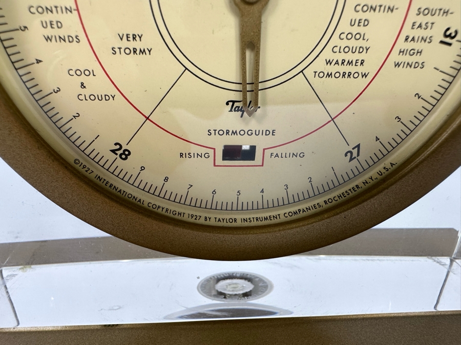 Vintage 1927 Art Deco Lucite Stormoguide Barometer Weather Station By Taylor Instruments Companies Rochester NY 7W X 3.5D X 6H [Photo 7]