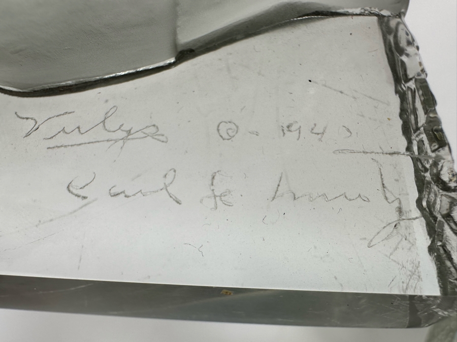 Vintage Art Deco Signed Carl Schmitz Verlys Frosted Glass Girl With Deer Bookends 5W X 3D X 6.5H [Photo 29]