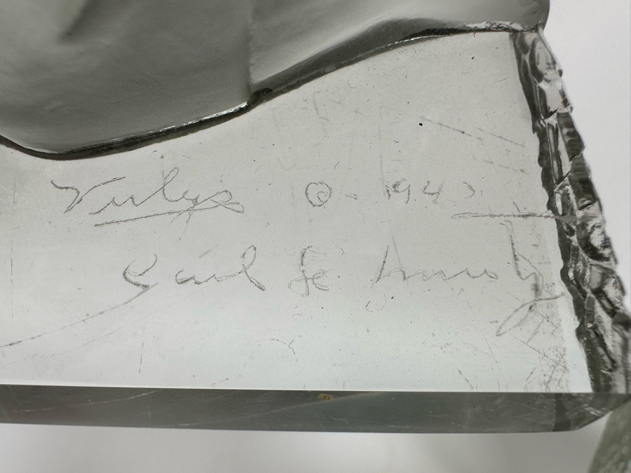 Vintage Art Deco Signed Carl Schmitz Verlys Frosted Glass Girl With Deer Bookends 5W X 3D X 6.5H [Photo 27]