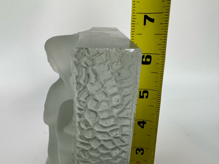 Vintage Art Deco Signed Carl Schmitz Verlys Frosted Glass Girl With Deer Bookends 5W X 3D X 6.5H [Photo 33]