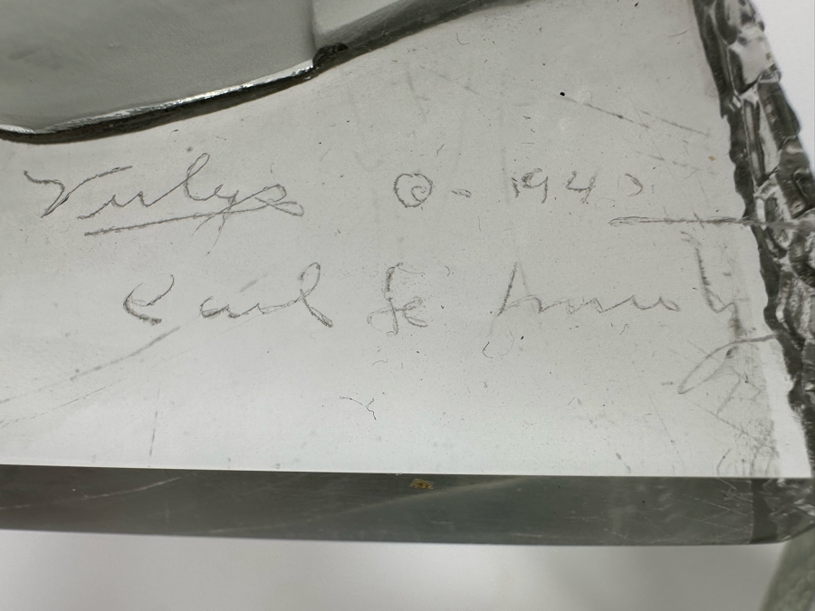 Vintage Art Deco Signed Carl Schmitz Verlys Frosted Glass Girl With Deer Bookends 5W X 3D X 6.5H [Photo 28]