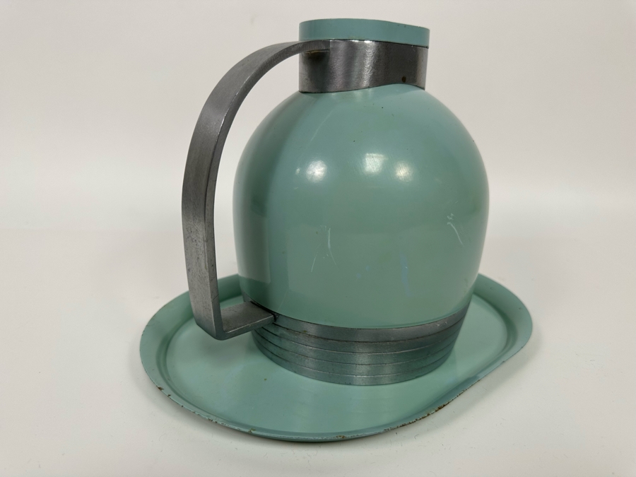 Henry Dreyfuss For Thermous Vintage Machine Age Art Deco Decanter 7W X 7.5H With Oval Tray 10.25 X 7.25 1930s [Photo 5]