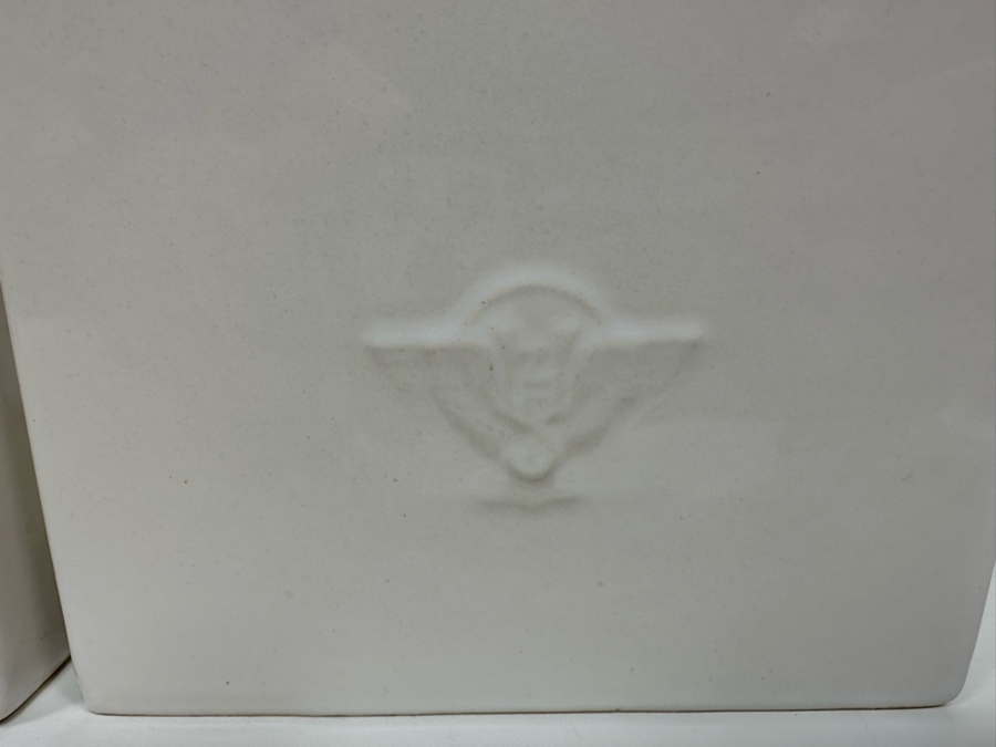 Vintage Art Deco Godefridus Boonekamp For Plateelbakkerij Schoonhoven White Glazed Ceramic Bookends 16W X 5.5D X 10.5H [Photo 14]