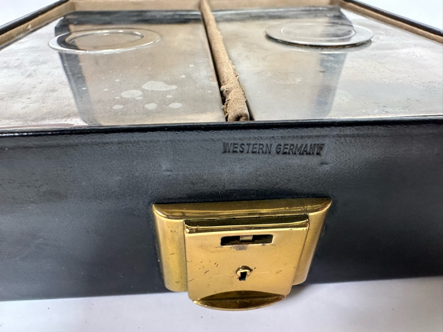 Pair Of Vintage Tin-Lined Stainless Steel Flasks With Case 6.75W X 7D X 2H Made In Germany  [Photo 8]