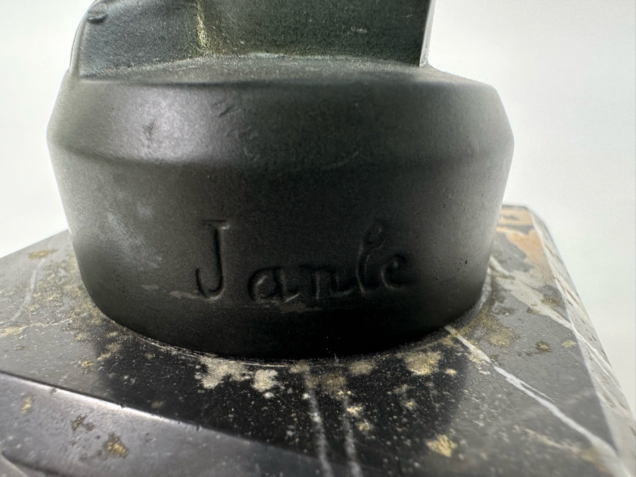 Vintage Art Deco Signed Janle Max Le Verrier Metal Mascot Eagle Sculpture Bookend On Marble Base 5W X 3D X 5H [Photo 5]