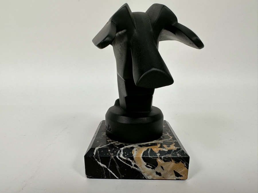 Vintage Art Deco Signed Janle Max Le Verrier Metal Mascot Eagle Sculpture Bookend On Marble Base 5W X 3D X 5H [Photo 9]