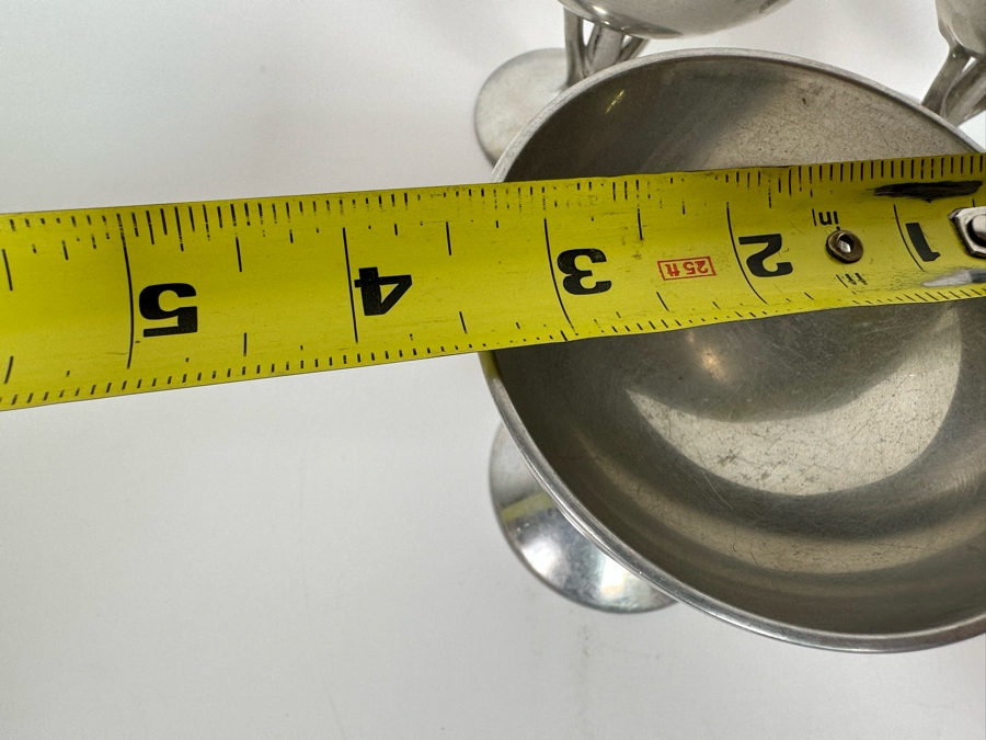 Vintage Art Deco Machine Age Aluminum Footed Ice Cream Bowls, Set Of Six 3.5W X 3.5H [Photo 9]