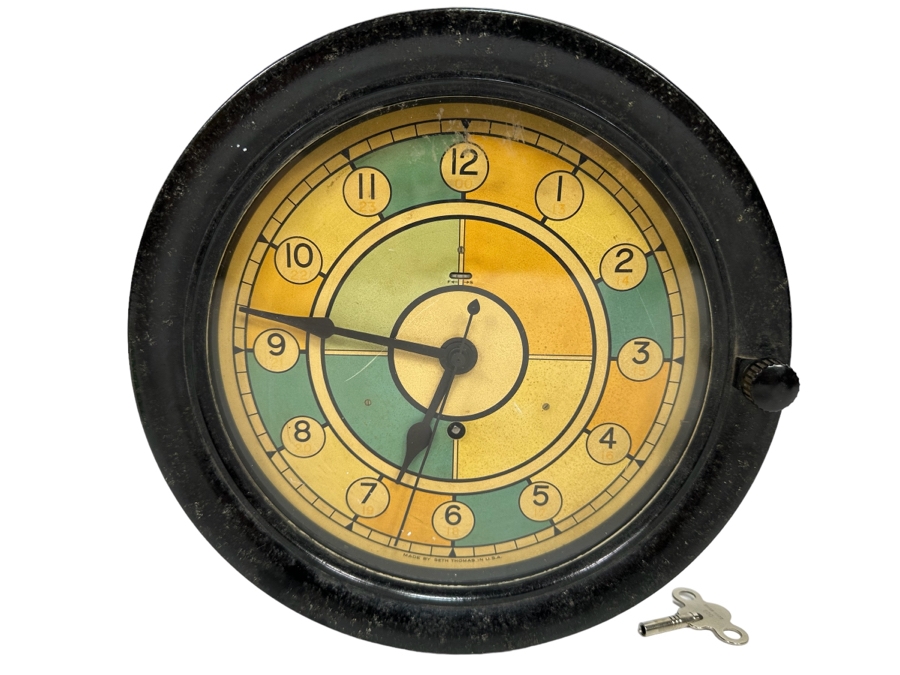 Vintage Ship's Clock By Seth Thomas USA Working With Key 10W X 3D [Photo 1]