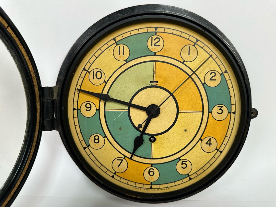 Vintage Ship's Clock By Seth Thomas USA Working With Key 10W X 3D [Photo 7]