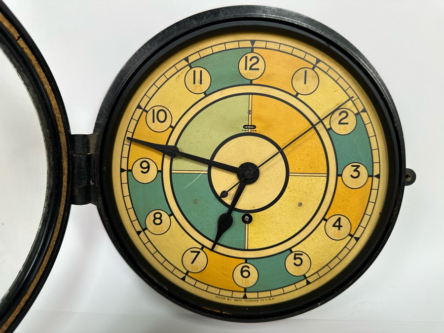 Vintage Ship's Clock By Seth Thomas USA Working With Key 10W X 3D [Photo 8]