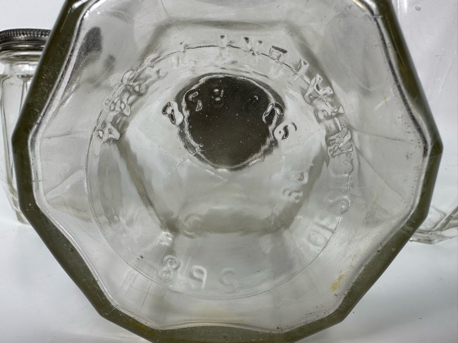Set Of Three Vintage Angular Glass Lidded Jars 4.5H - 8.5H [Photo 6]
