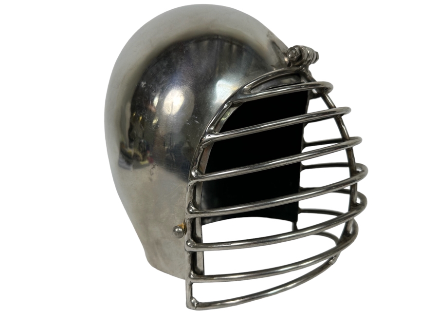 Vintage Polished Stainless Steel Warrior's Helmet With Hinged Steel Facemask 8.5W X 11D X 10H [Photo 1]