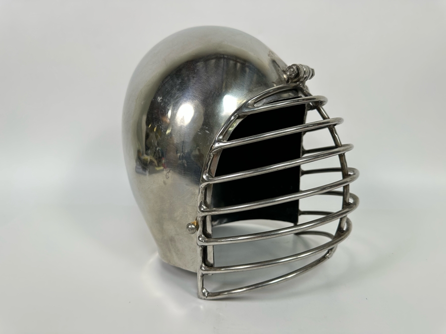 Vintage Polished Stainless Steel Warrior's Helmet With Hinged Steel Facemask 8.5W X 11D X 10H [Photo 3]