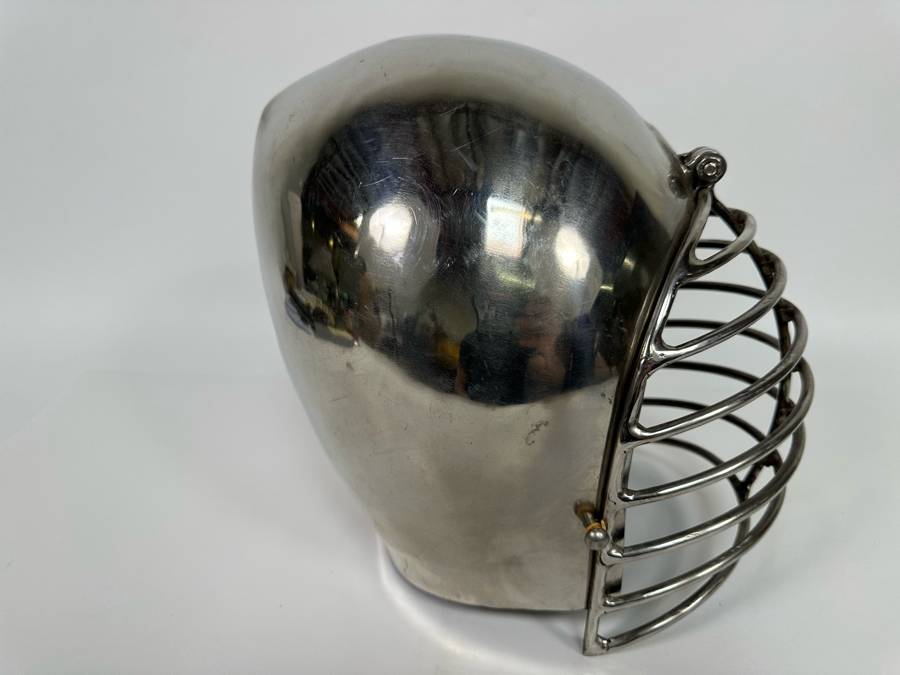 Vintage Polished Stainless Steel Warrior's Helmet With Hinged Steel Facemask 8.5W X 11D X 10H [Photo 10]
