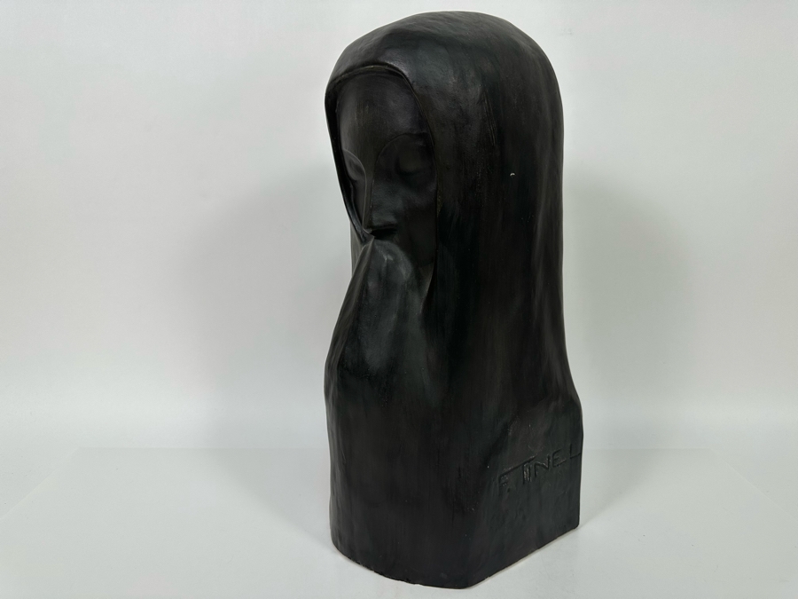 Vintage Frans Tinel Plaster Bust Sculpture 6W X 7.5D X 16H [Photo 4]