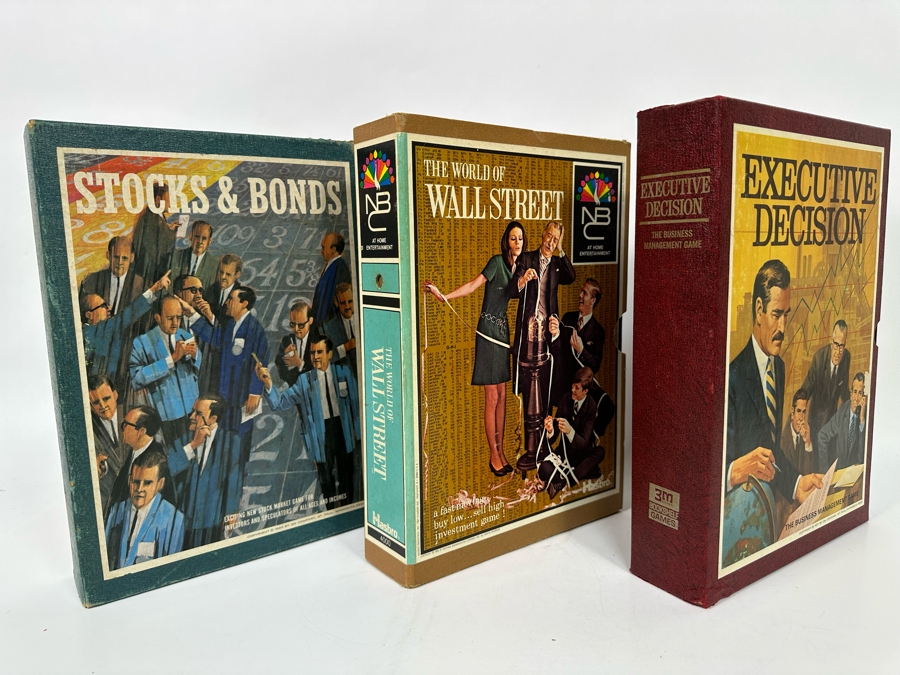 Three Vintage Bookshelf Financial Games: Stocks & Bonds, The World Of Wall Street And Executive Decision [Photo 3]
