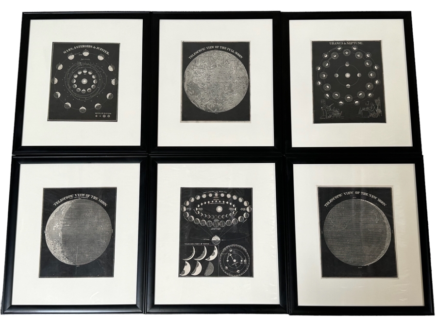 Collection Of Six Vintage Space Planetary Planets & Moon Prints 8 X 10 Framed 15.5 X 17.5 [Photo 1]