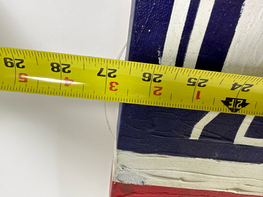 Original Painting On Canvas Of United States Flag With Barcode Signed Beldo 26.5 X 17.5 [Photo 10]