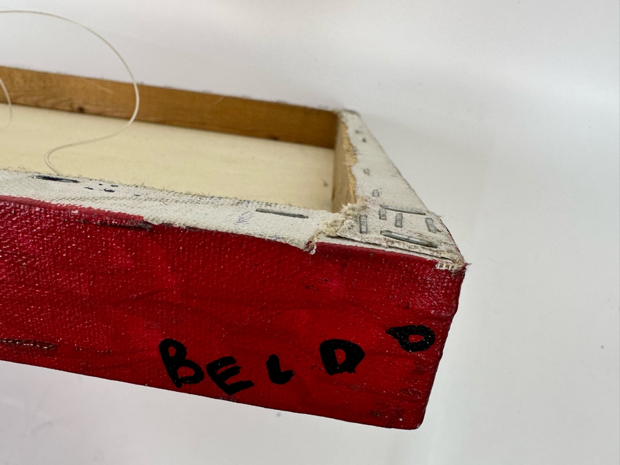 Original Painting On Canvas Of United States Flag With Barcode Signed Beldo 26.5 X 17.5 [Photo 9]