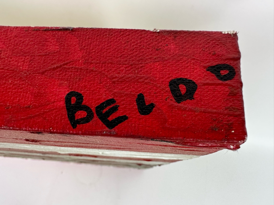 Original Painting On Canvas Of United States Flag With Barcode Signed Beldo 26.5 X 17.5 [Photo 7]