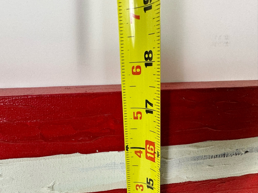 Original Painting On Canvas Of United States Flag With Barcode Signed Beldo 26.5 X 17.5 [Photo 11]