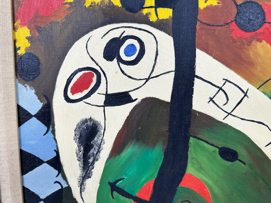 Original Painting After Joan Miro 16 X 20 Framed 19.5 X 23.5 [Photo 11]