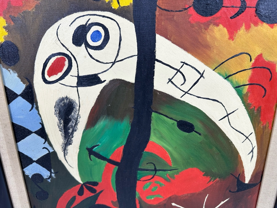Original Painting After Joan Miro 16 X 20 Framed 19.5 X 23.5 [Photo 7]