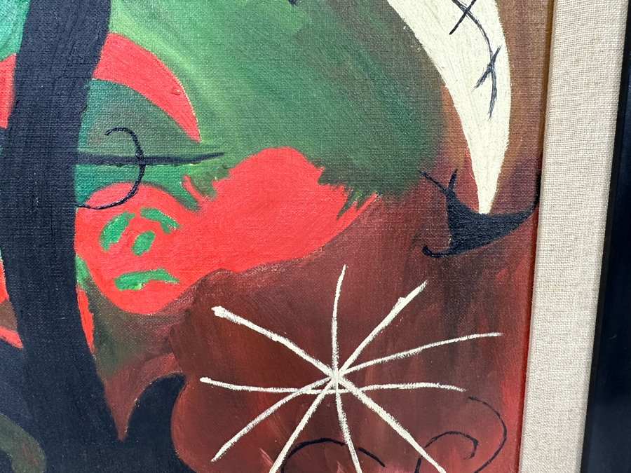 Original Painting After Joan Miro 16 X 20 Framed 19.5 X 23.5 [Photo 10]