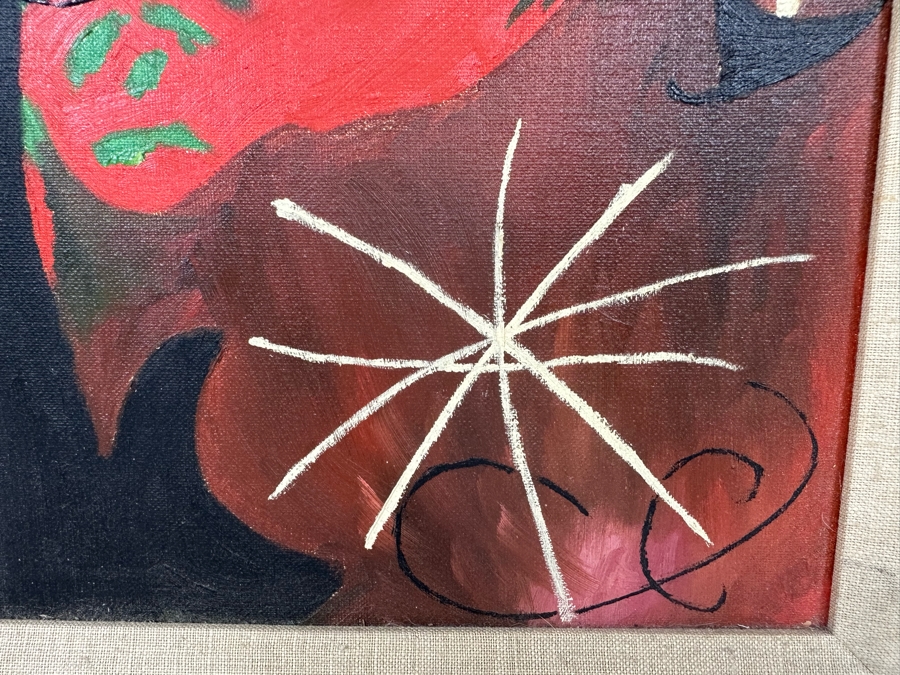 Original Painting After Joan Miro 16 X 20 Framed 19.5 X 23.5 [Photo 9]