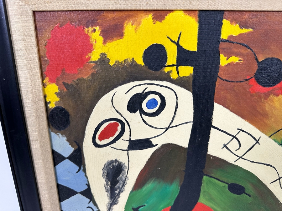 Original Painting After Joan Miro 16 X 20 Framed 19.5 X 23.5 [Photo 5]