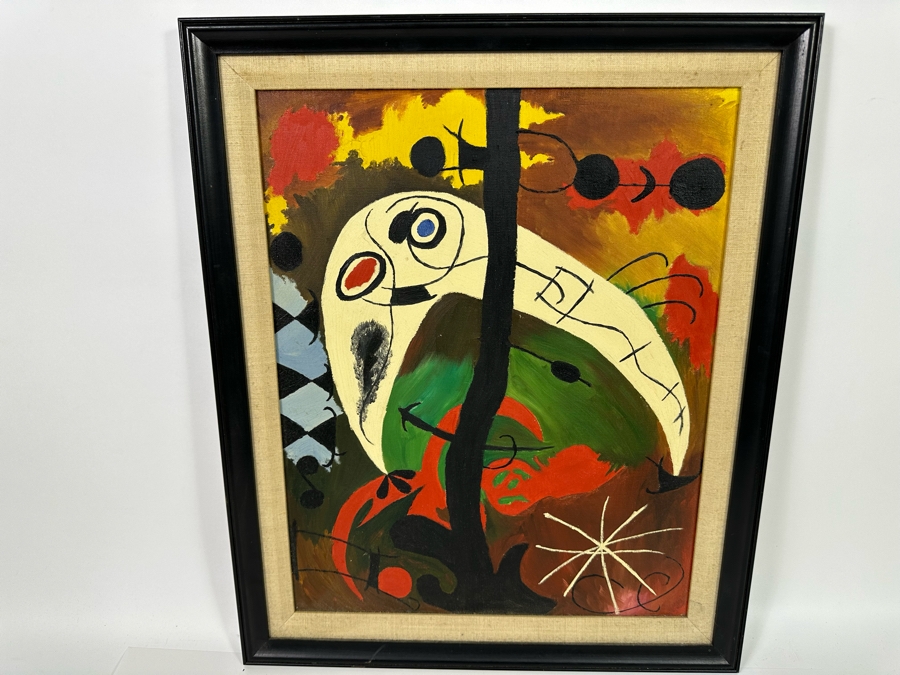 Original Painting After Joan Miro 16 X 20 Framed 19.5 X 23.5 [Photo 2]