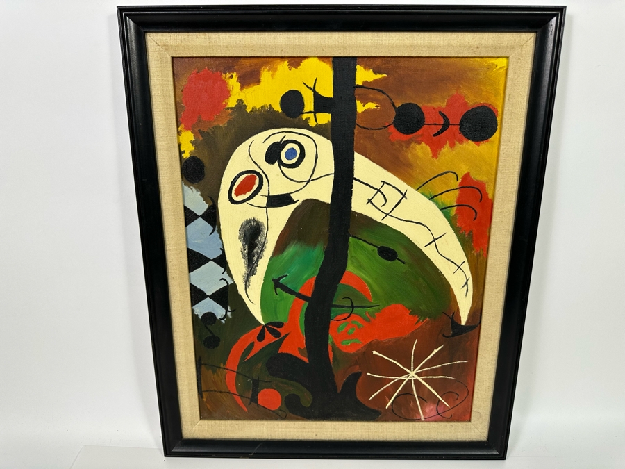 Original Painting After Joan Miro 16 X 20 Framed 19.5 X 23.5 [Photo 3]