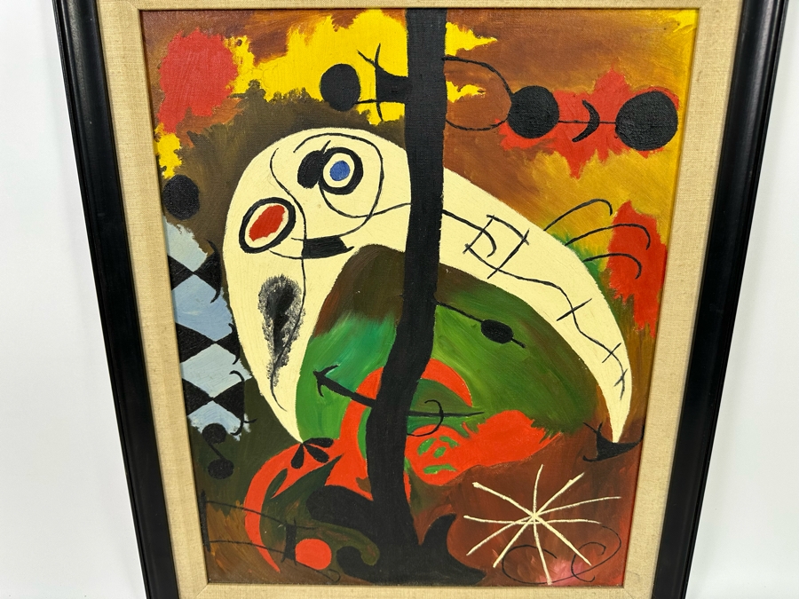 Original Painting After Joan Miro 16 X 20 Framed 19.5 X 23.5 [Photo 4]