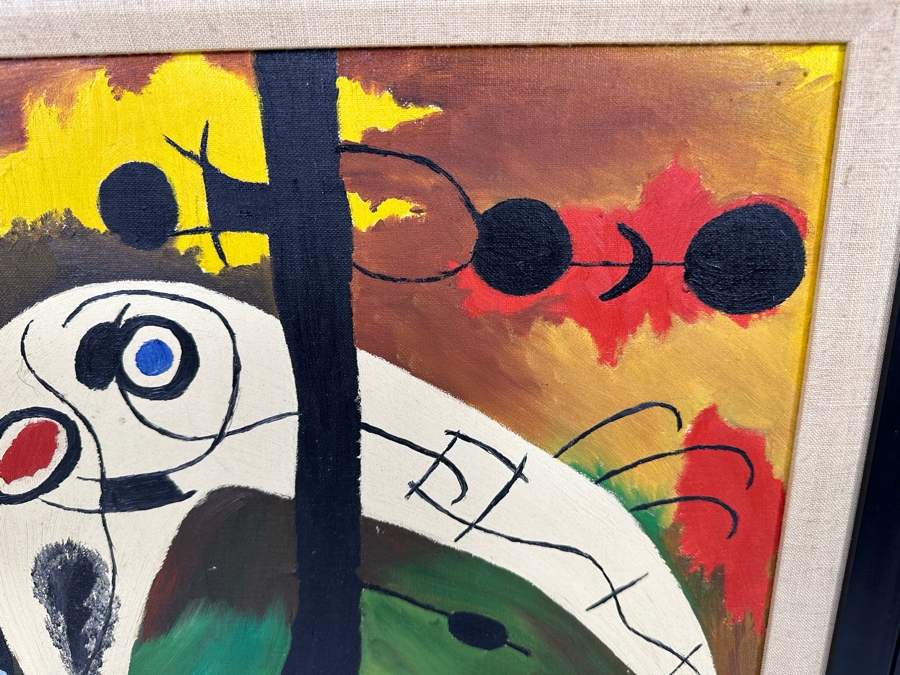 Original Painting After Joan Miro 16 X 20 Framed 19.5 X 23.5 [Photo 6]