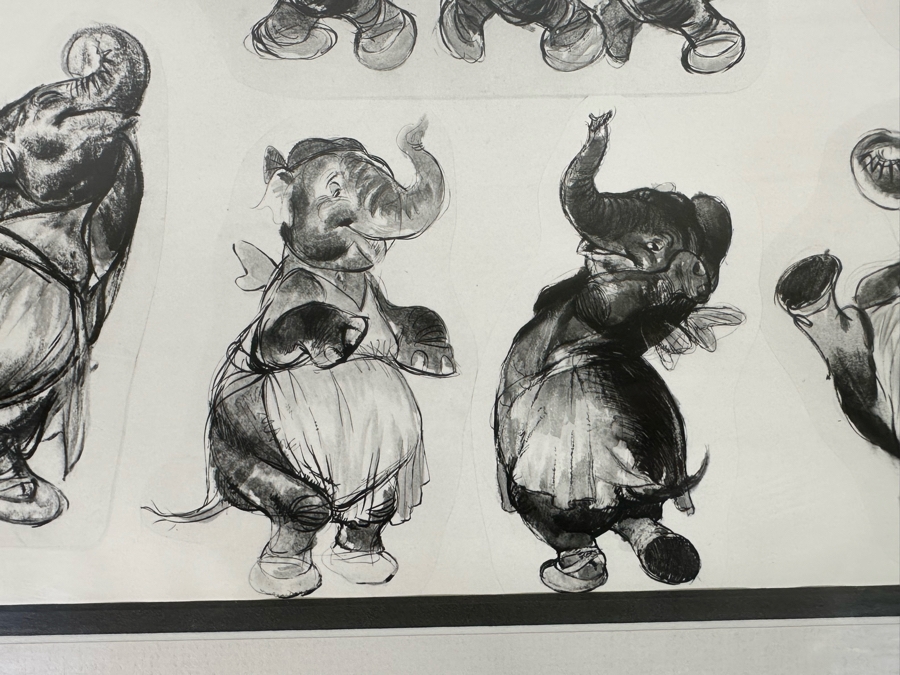 Vintage 1939 Walt Disney Productions Character Model Sheets Of Elephant Poses 'Dance Of The Hours' 1-039 No M 207 A 12.5W X 10.5H Framed 19.5 X 17 [Photo 9]