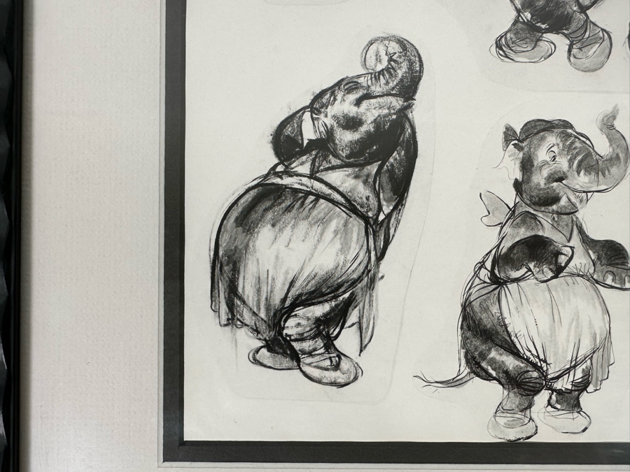 Vintage 1939 Walt Disney Productions Character Model Sheets Of Elephant Poses 'Dance Of The Hours' 1-039 No M 207 A 12.5W X 10.5H Framed 19.5 X 17 [Photo 10]
