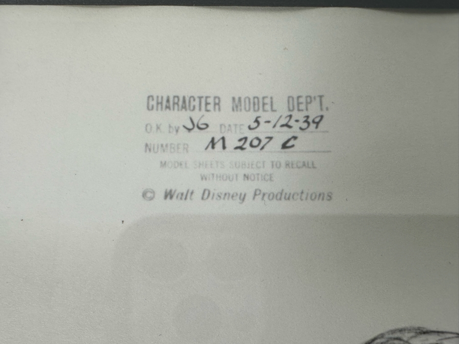 Vintage 1939 Walt Disney Productions Character Model Sheets Of Elephant Poses 'Dance Of The Hours' 1-039 No M 207 C 13.5W X 10.5H Framed 20 X 17 [Photo 5]