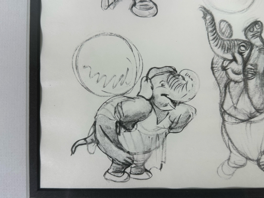 Vintage 1939 Walt Disney Productions Character Model Sheets Of Elephant Poses 'Dance Of The Hours' 1-039 No M 207 C 13.5W X 10.5H Framed 20 X 17 [Photo 9]