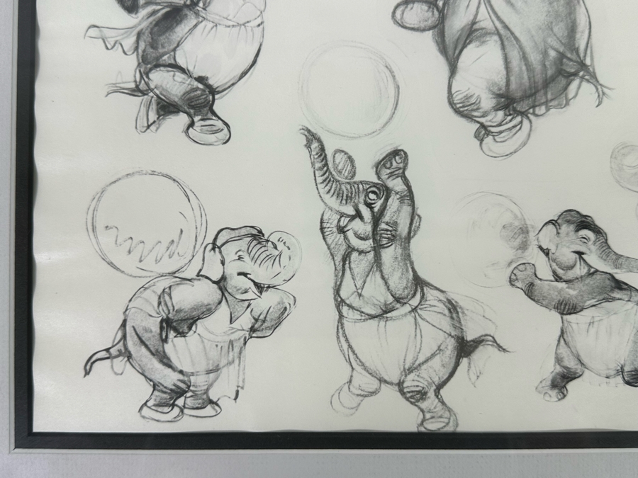 Vintage 1939 Walt Disney Productions Character Model Sheets Of Elephant Poses 'Dance Of The Hours' 1-039 No M 207 C 13.5W X 10.5H Framed 20 X 17 [Photo 10]