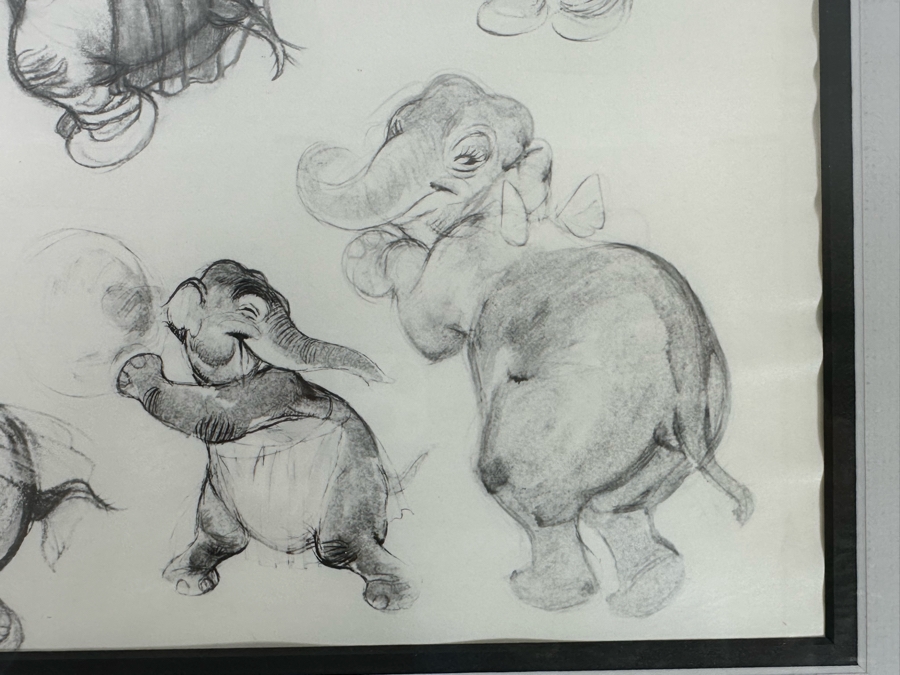 Vintage 1939 Walt Disney Productions Character Model Sheets Of Elephant Poses 'Dance Of The Hours' 1-039 No M 207 C 13.5W X 10.5H Framed 20 X 17 [Photo 12]