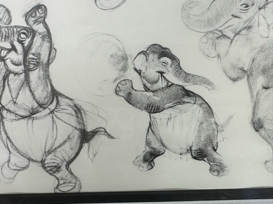 Vintage 1939 Walt Disney Productions Character Model Sheets Of Elephant Poses 'Dance Of The Hours' 1-039 No M 207 C 13.5W X 10.5H Framed 20 X 17 [Photo 11]