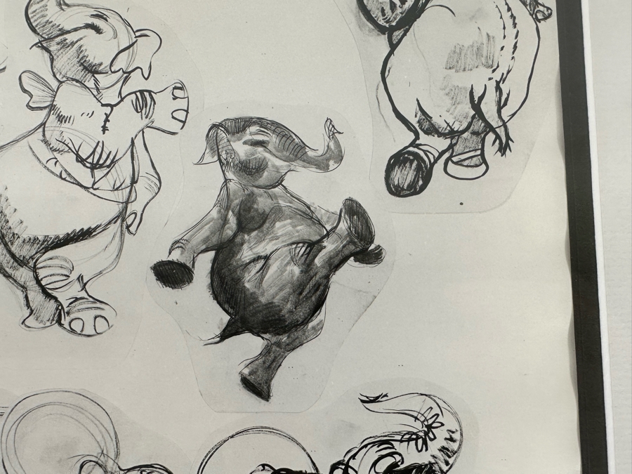 Vintage 1939 Walt Disney Productions Character Model Sheets Of Elephant Poses 'Dance Of The Hours' 1-039 No M 207 B 12.5W X 11H Framed 19 X 17 [Photo 8]
