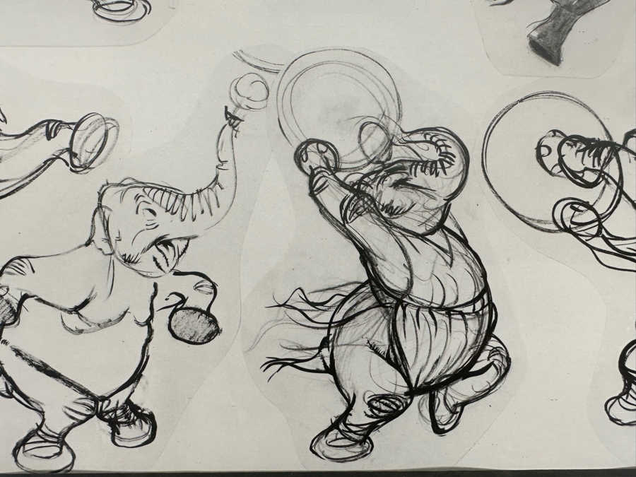 Vintage 1939 Walt Disney Productions Character Model Sheets Of Elephant Poses 'Dance Of The Hours' 1-039 No M 207 B 12.5W X 11H Framed 19 X 17 [Photo 13]