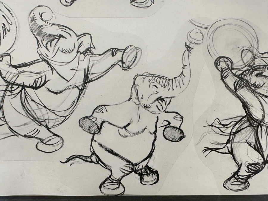 Vintage 1939 Walt Disney Productions Character Model Sheets Of Elephant Poses 'Dance Of The Hours' 1-039 No M 207 B 12.5W X 11H Framed 19 X 17 [Photo 12]