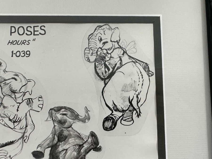 Vintage 1939 Walt Disney Productions Character Model Sheets Of Elephant Poses 'Dance Of The Hours' 1-039 No M 207 B 12.5W X 11H Framed 19 X 17 [Photo 7]