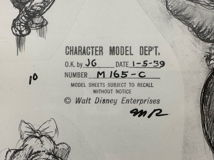 Vintage 1939 Walt Disney Productions Character Model Sheets Of Elephant Dancers For 'Dance Of The Hours' Concert Feature Seq. 1-039 No M 165 C 13.5W X 10.5H Framed 20 X 17 [Photo 6]